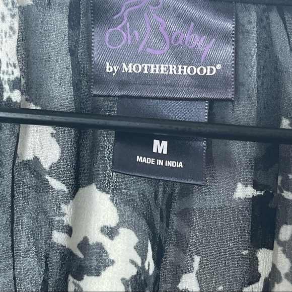 Oh Baby by Motherhood Black Floral Print Semi Sheer Tie Waist Maternity Top M - Picture 5 of 9